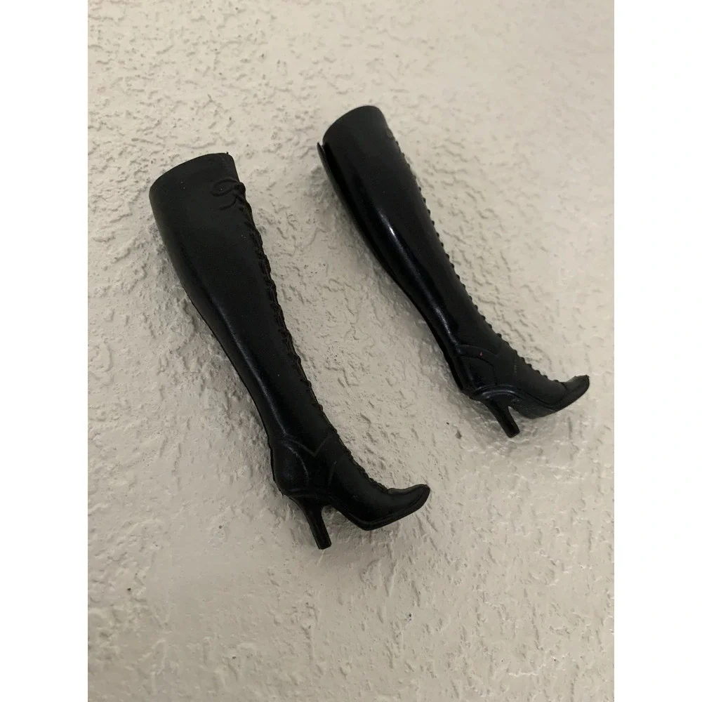 VTG Barbie Doll BOOTS High Heeled Witch Victorian Black  Lace Up Fashion Fever